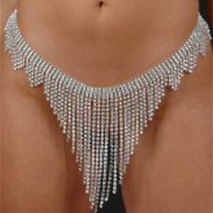 Panie Akrylowe Sexy Rhinestone Pasek Styl Front Ciała Spódnica Biżuteria Łańcuch Belly