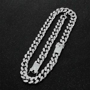 2cm Men Hip Hop Iced Out Chains Gold Silver Color Iced Out Crystal Rhinestones Clasp Miami Cuban Link Chain Necklaces Bracelet X0509