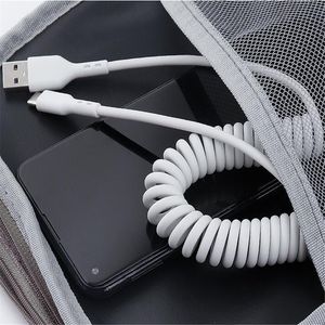 USB-kablar Typ C V8 Micro Spring Cable Data 2A Fast Laddare Extension 2cm till 2m Kabelkabelvävslinje för universell telefon