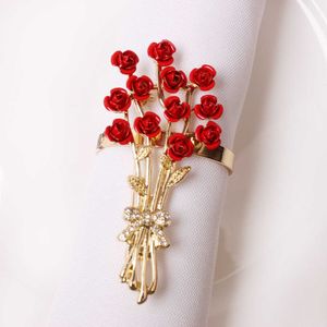 10pcs Valentine's Day Series Rose Flower Napkin Button Napkin Ring Napkin Ring 210706