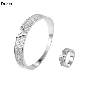 Donia Schmuck Luxus Armreif Europäischen und Amerikanischen Mode Brief Kupfer Micro-eingelegten Zirkon Armband Ring Set Dame Designer