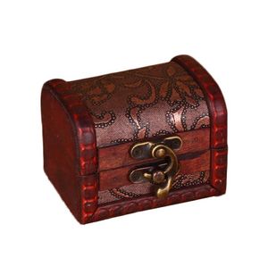 2021 Vintage Jewelry Box Organizer Storage Case Mini Wood Flower Pattern Metal Container Handmade Wooden Small