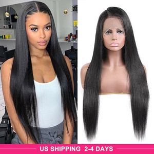 Ishow Transparent Lace Front Wigs T Middle Part Wig Loose Deep Straight Human Hair Wigs Peruvian Curly Malaysian Body Water for Women All Ages Natural Color