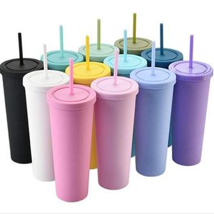 colorido Moer Arenoso magro Caneca Copo Com Seal Lid Straw Hetero Garrafa Copos plásticos isolados