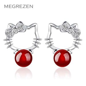 Stud Lovely Crystal Earrings for Women Girls Silver Red Earings Brincos Charm smycken Children Studs Gifts E131-5