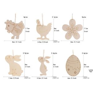 木のイースターエッグひよこひよこのペンダント10ピースDIYクラフトイースターの装飾創造的な木製の芸術家の祭りのパーティーの恩恵を提供するornamentrrd12633