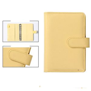 NEWA6 Quaderno per quaderni in pelle PU Cover Riutilizzabile 6 Raccoglitore ad anelli Organizzatore personale a fogli mobili Blu Giallo Viola Rosa EWE7677