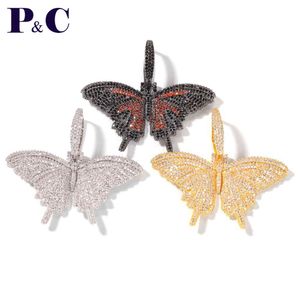 Animal Butterfly Necklace & Pendant Tennis Chain & Cuban chain AAA+ Iced Out Cubic Zircon Men's Women Hip hop Rock Jewelry X0509