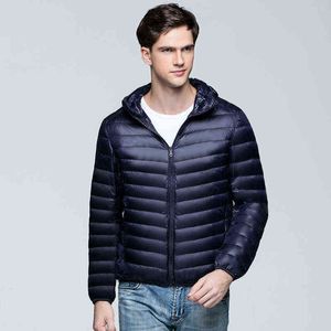 Jaqueta de inverno homens casaco pato para baixo jaqueta novo ultra luz fina encapuzada embaixo casaco portátil impermeável soprador parkas masculino sobretudo g1108