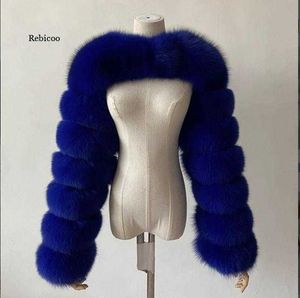 Wholesale faux fur silver fox for sale - Group buy Super short faux fur jacket female fake raccoon fur silver fox red fox sleeve ladies fashion natural two sleeves G1015