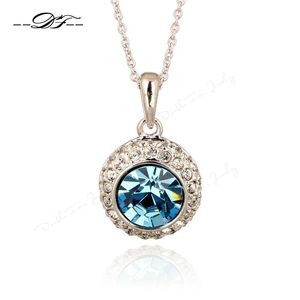 Pendant Necklaces Double Fair Elegant Round Crystal White Gold Pated Charms & Pendants Fashion Jewelry For Women DFN232