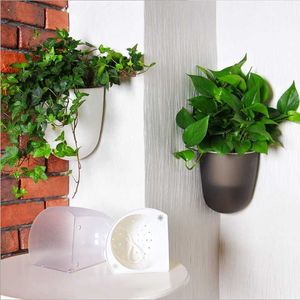 large size Self Watering Plant Flower Pot Wall Hanging Wall corner Plastic Planter Basket Garden Supply Home Garden with Hooks 210615