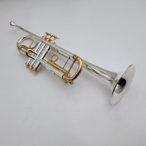 Bach-Mundstücke. großhandel-Bach BB Tune Trompete LT180s Goldenes Silber überzogenes Messing Professionelles Musikinstrument mit Fall Mundstück Golves