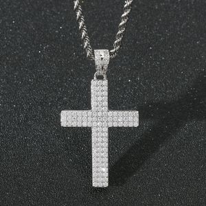 Silver Diamond Cross Pendant Halsband Mens Guldhalsband Iced Out Pendant Hip Hop Jewelry
