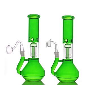 1PCS Glass Bong hookah 10.5inch Dab Oil Rig arm tree Percs honeycomb recycler beaker Bongs with 14mm male glass oil burner pipes quartz banger nail