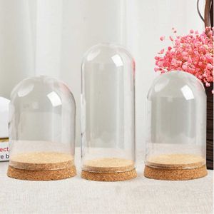 Glass Bottle Terrarium Jar W/ Cork Base Dome Dust Cover For DIY Specimen Succulent Plant Micro Landscape Flower Vase Display Box X0710