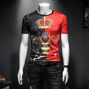 Luxury Crown Print T Shirt Män Casual Streetwear Tshirt Male Short Sleeve O-Neck Mode Märke Tshirt Summer Tops Tees M-5XL 210527