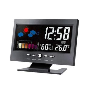 Övriga klockor Tillbehör AU -Elektronisk digital LCD-temperaturfuktighetskärm Klocka Inomhus Hem Väderprognos Kalender A