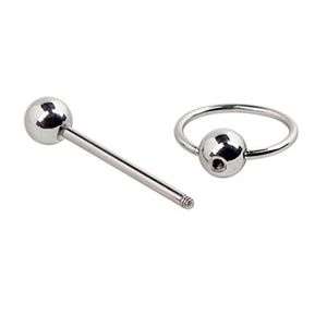 Lote50pcs jóias-cirúrgicas de aço anel de língua Bells 14g ~ 16mm nipple shield barra piercing jóias