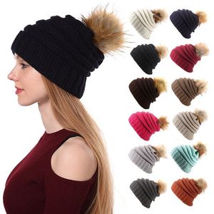 Colors Knitted Hat Crochet Caps Men Women Warm Wool Knit Ski Beanie Skull Slouchy Pompom Winter Hats For Cycling & Masks