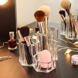 Clear Acrylique Maquillage Brosse Cosmétique Maquillage Office Office Cosmétique LipBrush Eyine Support de stockage Maquillage Outils X0703