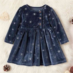 Baby Girl Retro Dress Cute Sweet Born Infant Girls Dzieci Winter Długim Rękawem 210528