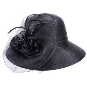 Wide Brim Summer Hats for Women Feathers Netting Fascinator Sun Hats Bridal Mother's Hats Wedding Derby Church Beach Cap 220311