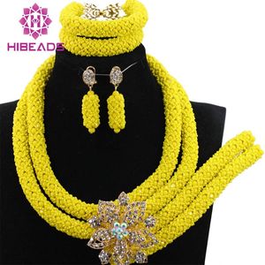 Earrings Colar Amarelo Africano Earings Set Crystal Jewelry Conjuntos de Jóias de Fashion Party Acessórios GRÁTIS ShipABH332