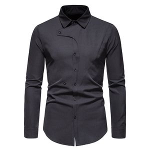 2022 Happyjefferyメンズドレスシャツの不規則なデザインカラーブラウス長袖ソリッドカラー高品質カジュアルビジネスシャツDAS HEMD CamisetaヨーロッパサイズS19