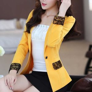 Czarne kobiety Blazer 2021 Nowe Formalne Blazers Lady Biuro Pracy Kostium Kieszenie Kurtki Płaszcz Slim Yellow Women Blazer Femme Kurtki X0721