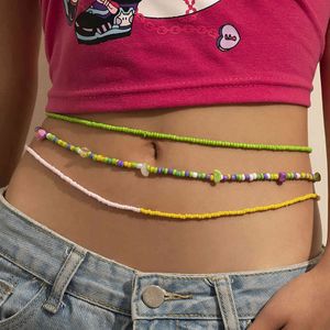 Frauen Perlen Multi-schicht Urlaub Stil Kontrast Farbe Kette Zodiaque Bauch Taille Sexy Körper Schmuck Geschenk