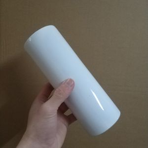 Amazon Özel 20 OZ Kahve Kupa Düz Süblimasyon Boş Beyaz Paslanmaz Çelik Vakum Sıska Tumbler Kapaklı Plastik Saman