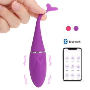 Massage Produkter Bluetooth App Control Anal Plug Sexleksaker för Kvinnor Vaginal Massager Clitoris Stimulator Sexy Dolphin 10 Modes Vibratorer