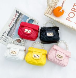 Children princess designers handbag top selling mini pearl chain shoulder bag kids purse girls bags coin wallet factory supply