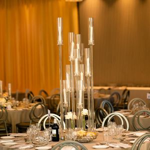 Элегантный стол 10 оружия оптом прозрачные 80 см высокие канделябры свадьбы на свадьбу настольные центральные украшения SENYU660