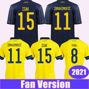 Wholesale team short jersey resale online - 2021 Sweden National Team IBRAHIMOVIC FORSBERG Mens Soccer Jerseys LARSSON EKDAL ISAK Home Away Football Shirts Adult Short Sleeve