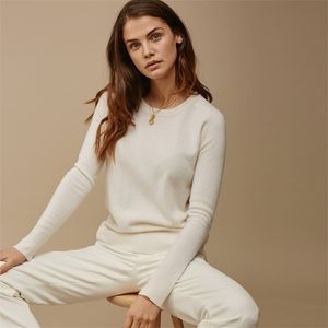 adishree kvinna vinter 100% cashmere tröjor och auntmun stickade pullovers högkvalitativa varma kvinnliga o-hals svart topp 211120