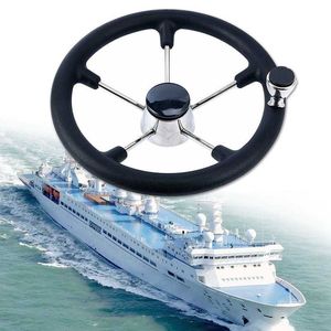 13-1/2 Inch Boat Steering Wheel Black Foam 5 Spoke 25 Degree with Knob Heavy Duty Marine Boat Accessories Marine for Marine Yach