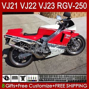 鈴木RGV250 SAPC VJ220 SAPC VJ22ホワイトレッドRGV-250 1990 1995 1996 20HC.45 BLK RVG250 VJ 22 RGVT-250 RGVT RGV 250CC 250 CC 90 91 92 93 94 95 96フェアリング