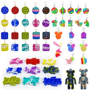 Push Bubble Fidget Toys Simple Keychain Poppers Decompression Toy Fidgets Portachiavi Ciondolo per bambini