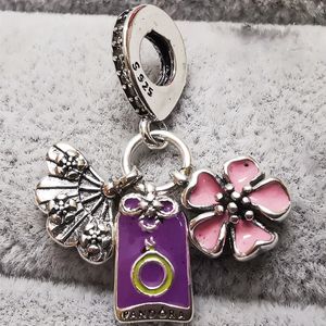 Ny! Autentisk Pandora Japansk Sakura, Omamori Fan Dangle Charm Fit European Style Loose Pärlor för Armband Göra DIY Smycken 799326C01