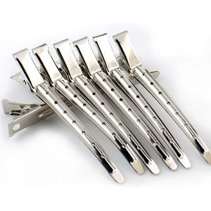 Stainless Steel Hair Clip Duck Clip Metal Large Hand Push Corrugated Single Hole Iron Clip Free Shipping