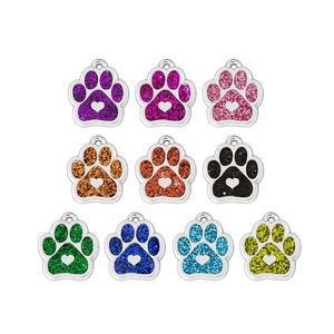 Wholesale paw print keychain for sale - Group buy 10pcs pet paws Bling Enamel Cat Dog Bear Paw Prints hang pendant fit Rotating Key Chain Keyrings bag Jewelry Making HC486 H1011