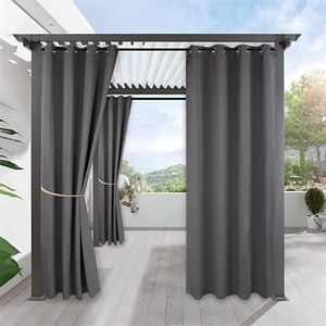 Vattentät Pergola Utomhus Gardiner Terrass Drape Blackout Curtain Blockering Fade Beständig För Veranda Beach Uteplats Garden Gazebo 210913