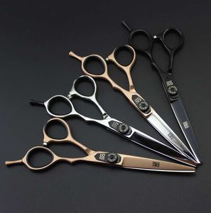 Nova chegada profissional tesoura de corte de cabelo de barbeiro KASHO GF-60 5,5 polegadas/6,0 polegadas 6CR prata/preto/rosa dourado