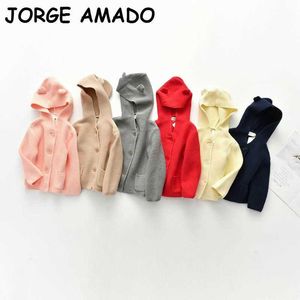 Baby Cardigan Toddler Boy Girl Sweater Knitting Wool Fashion Hooded Collar Kids Coat Clothes WL003 210610