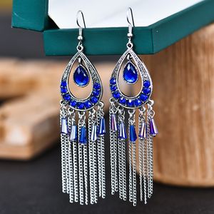 Jewelry earrings Dangle & Chandelier personality Chinese style multi-layer long chain tassel fashion water drop diamond alloy temperament Women's