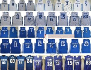 Benutzerdefinierte XS-6XL NCAA Kentucky Wildcats 0 Fox 5 Monk 3 Adebayo John11 Wall 12 Towns 15 Cousins Anthony 23 Davis Devin 1 Booker genähtes Basketballtrikot für Herren und Kinder