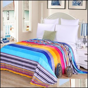 毛布のテキスタイルホームガーデンプランセットストライプの暖かくて快適なファンネルフリースの毛布のソファーのベッドシートツインフルクイーンキングサイズch