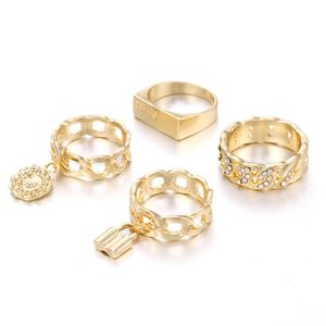 Wholesale flower shape ring resale online - originality Micro inlay rhinestone Band Rings Simplicity Lock Flower shape suit ring women jewelry zj T2